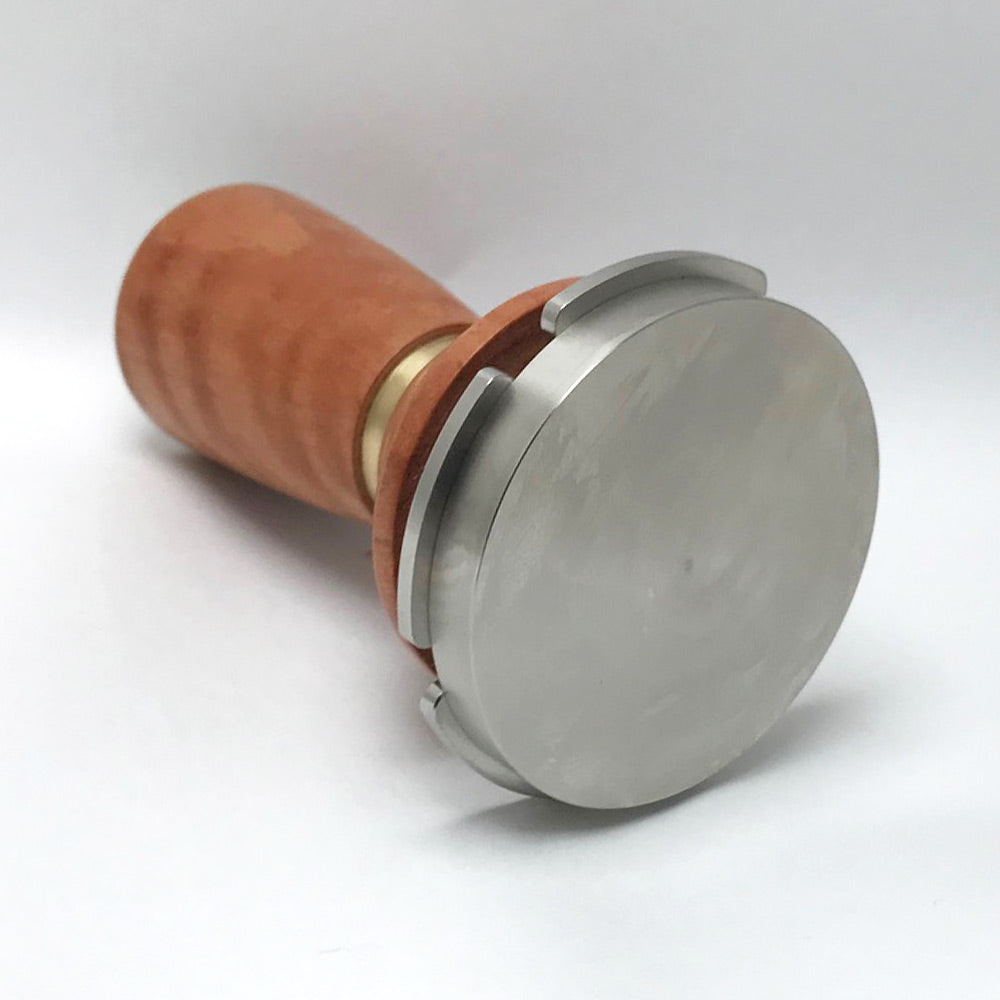 Eazytamp Coffee Tampers - 5 Star Pro - Flat - Medium Timber - Brass ring